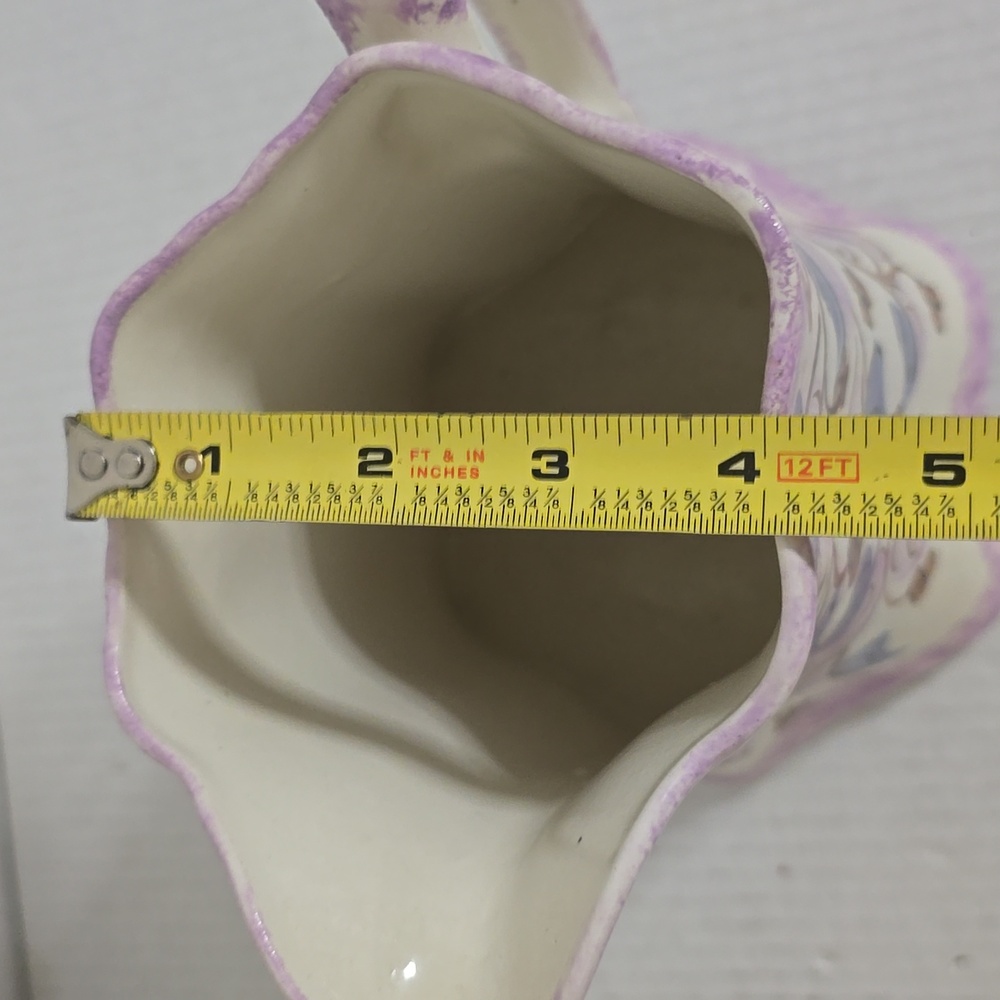Vintage Clinchfield Potteru Floral Cream and Purple Ceramic Pitcher - Picture 16 of 16